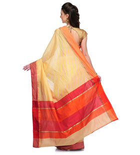 Yellow Chanderi Cotton Banarasi Saree