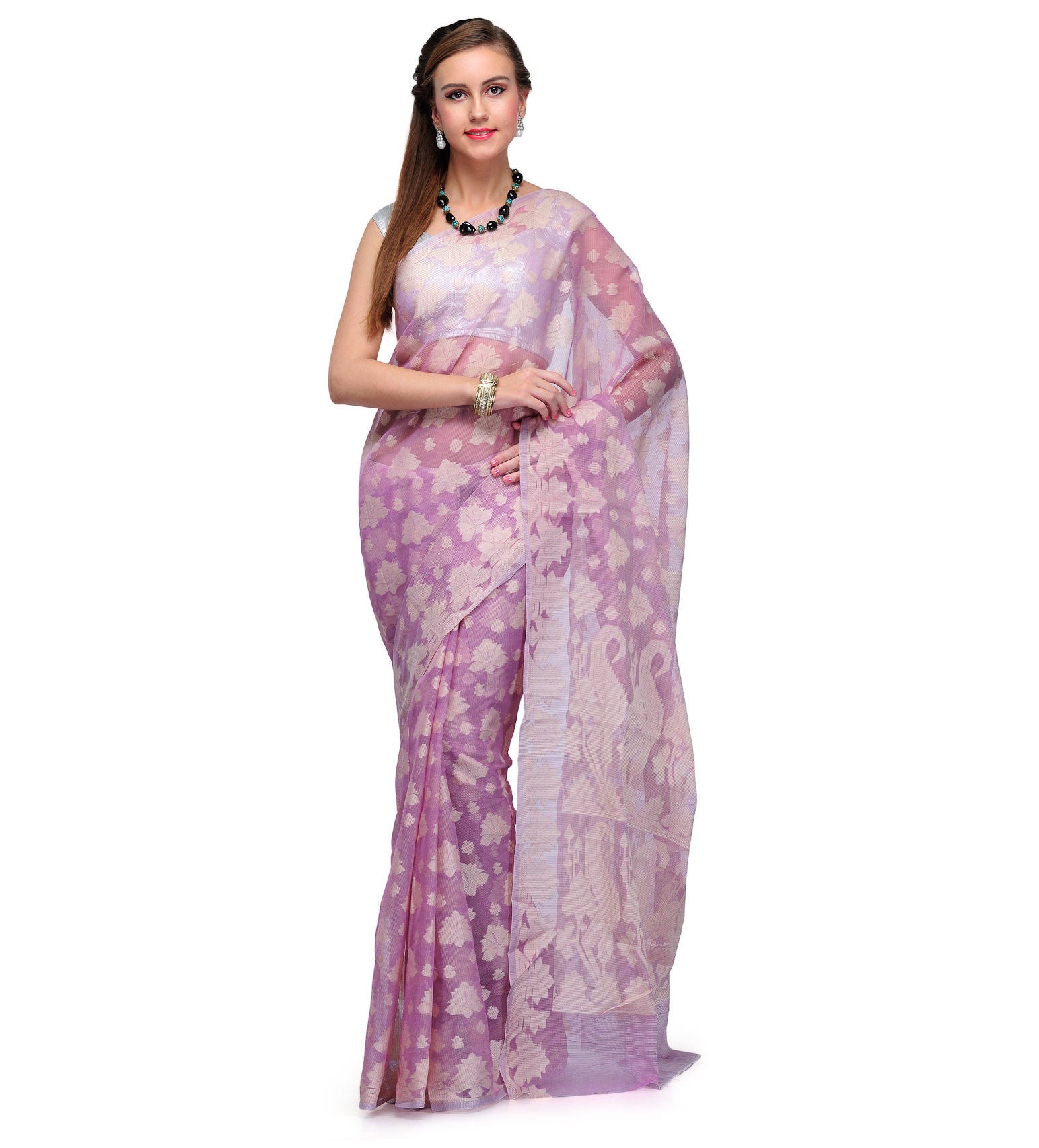 Lilac Supernet Banarasi Saree