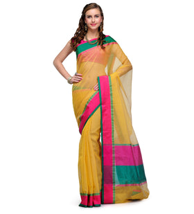 Yellow Supernet Banarasi Saree