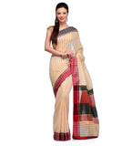 Beige Chanderi Cotton Banarasi Saree