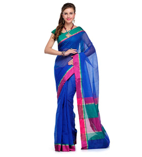 Navy Blue Supernet Banarasi Saree