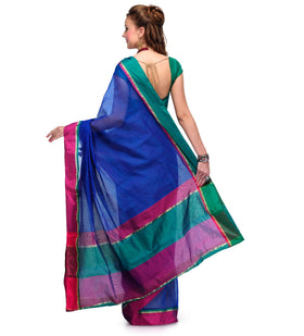 Navy Blue Supernet Banarasi Saree