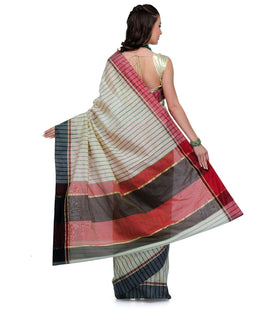 Beige Chanderi Cotton Banarasi Saree