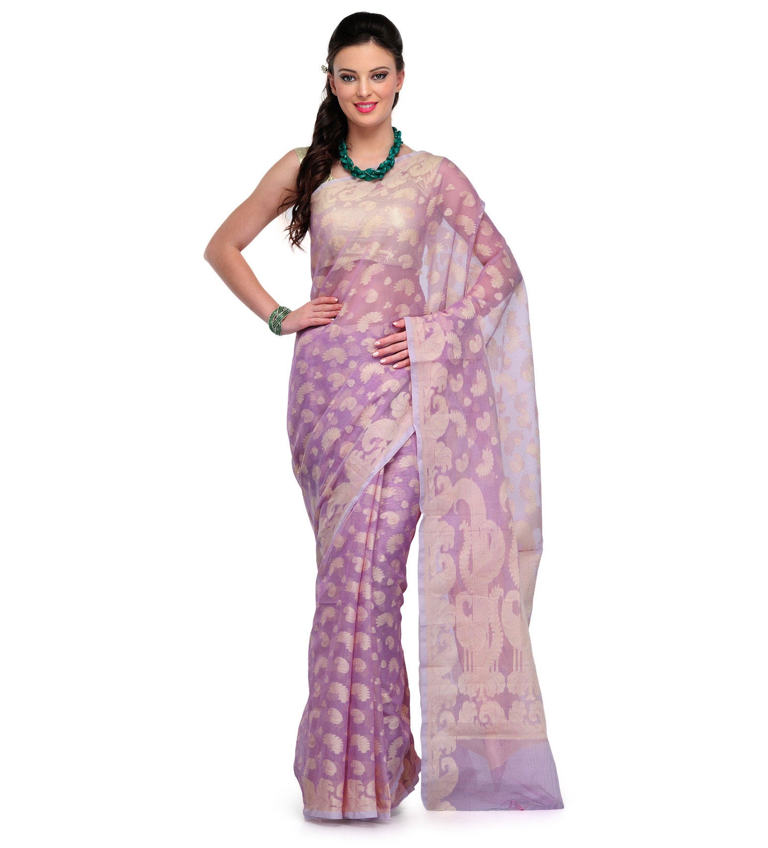 Lilac Supernet Banarasi Saree