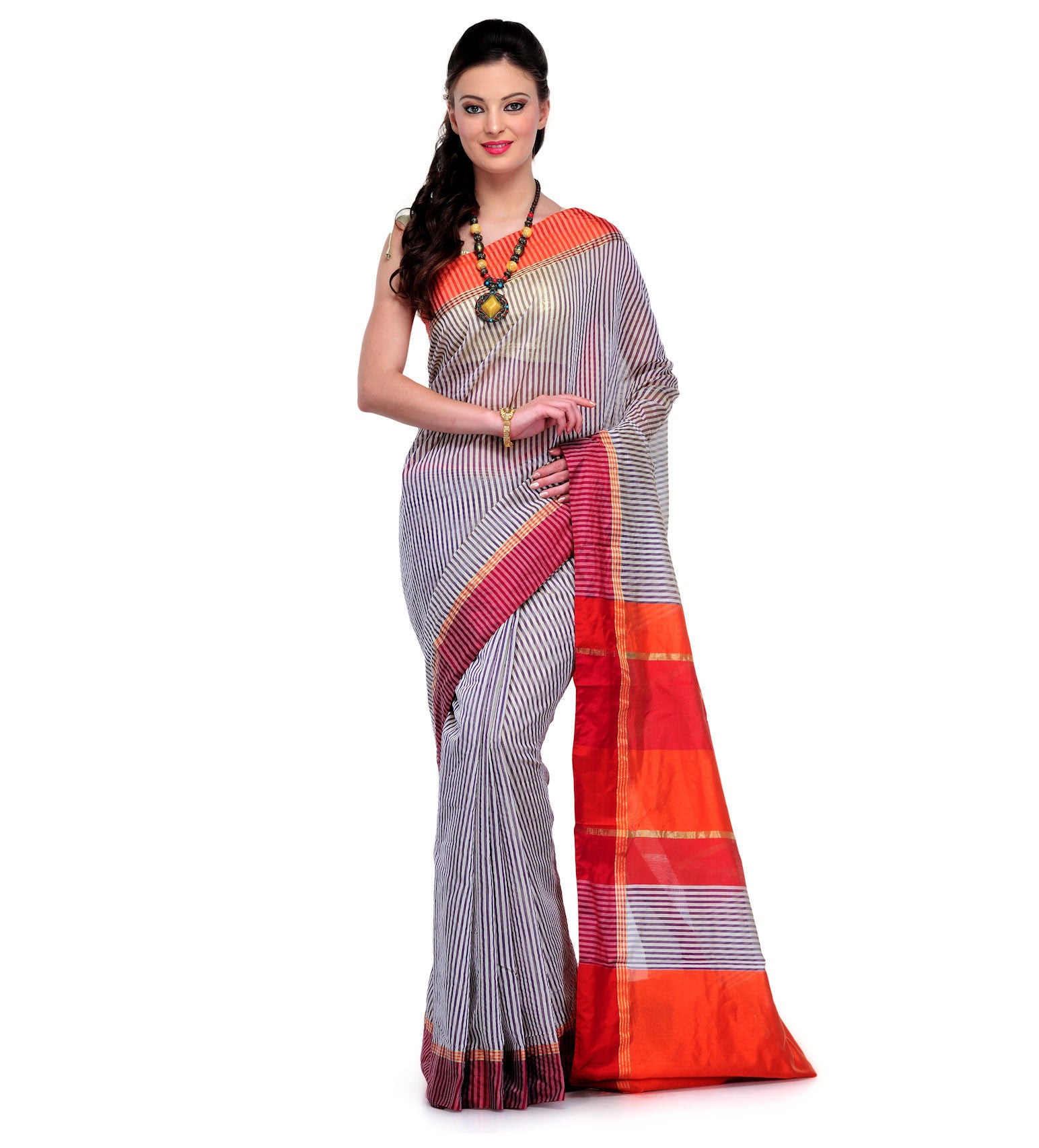 Violet Chanderi Cotton Banarasi Saree