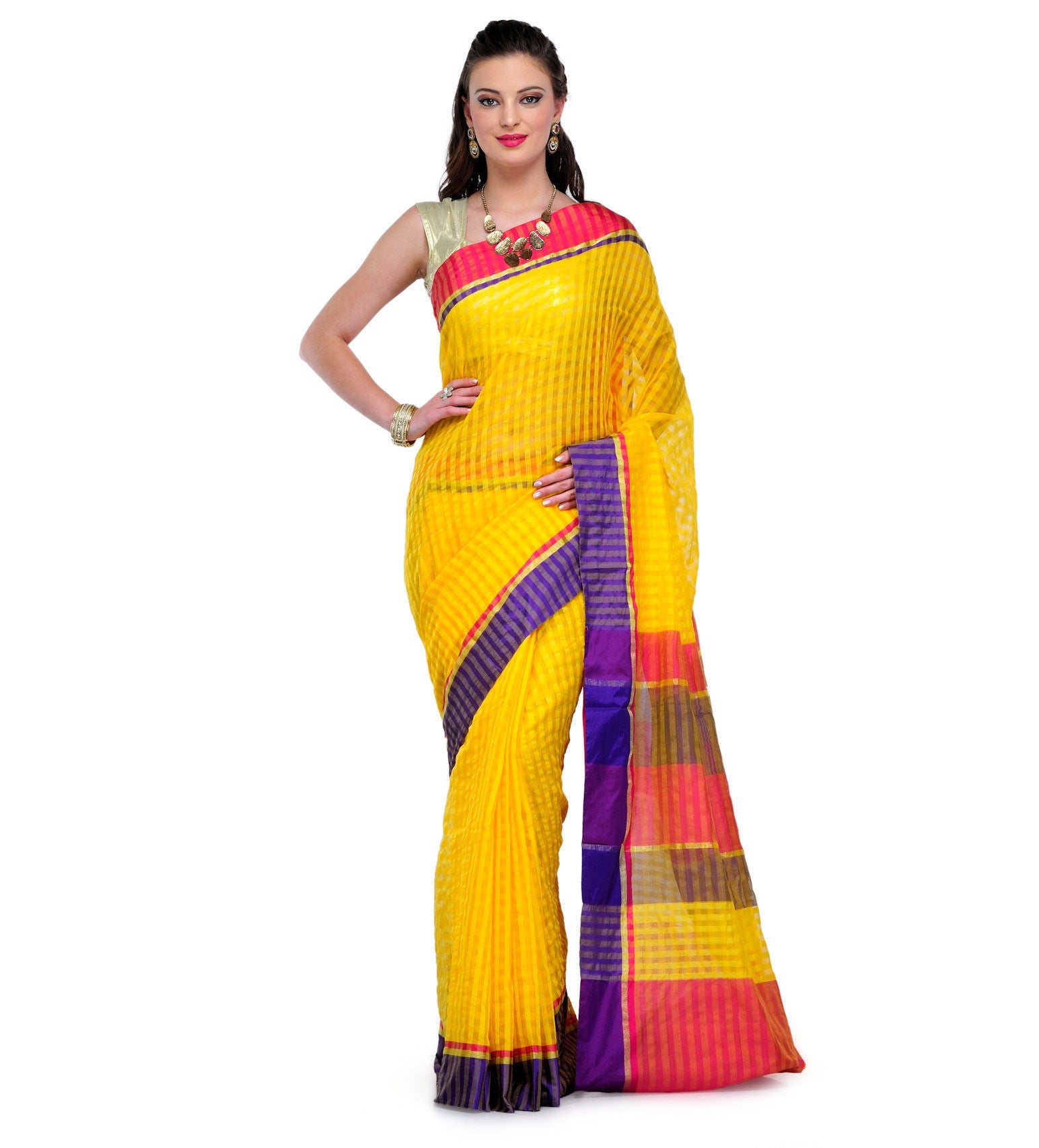 Yellow Supernet Banarasi Saree