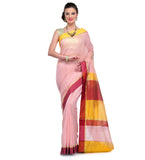 Peach Chanderi Cotton Banarasi Saree