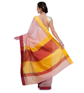 Peach Chanderi Cotton Banarasi Saree