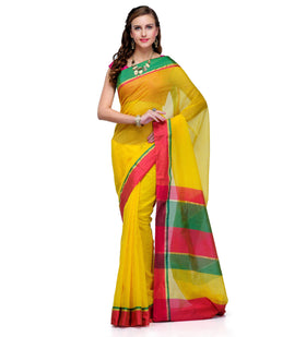 Yellow Supernet Banarasi Saree