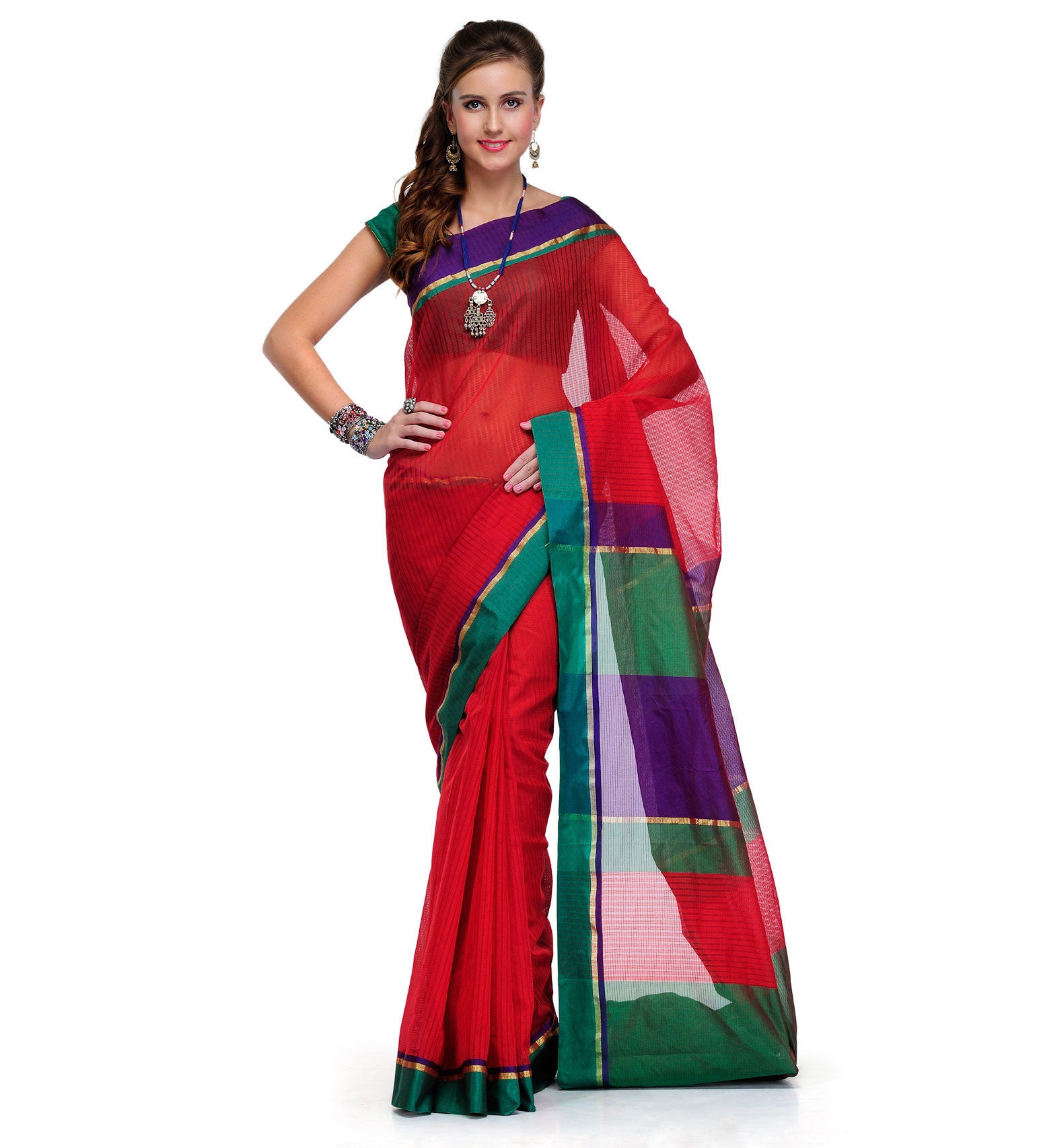 Red Supernet Banarasi Saree