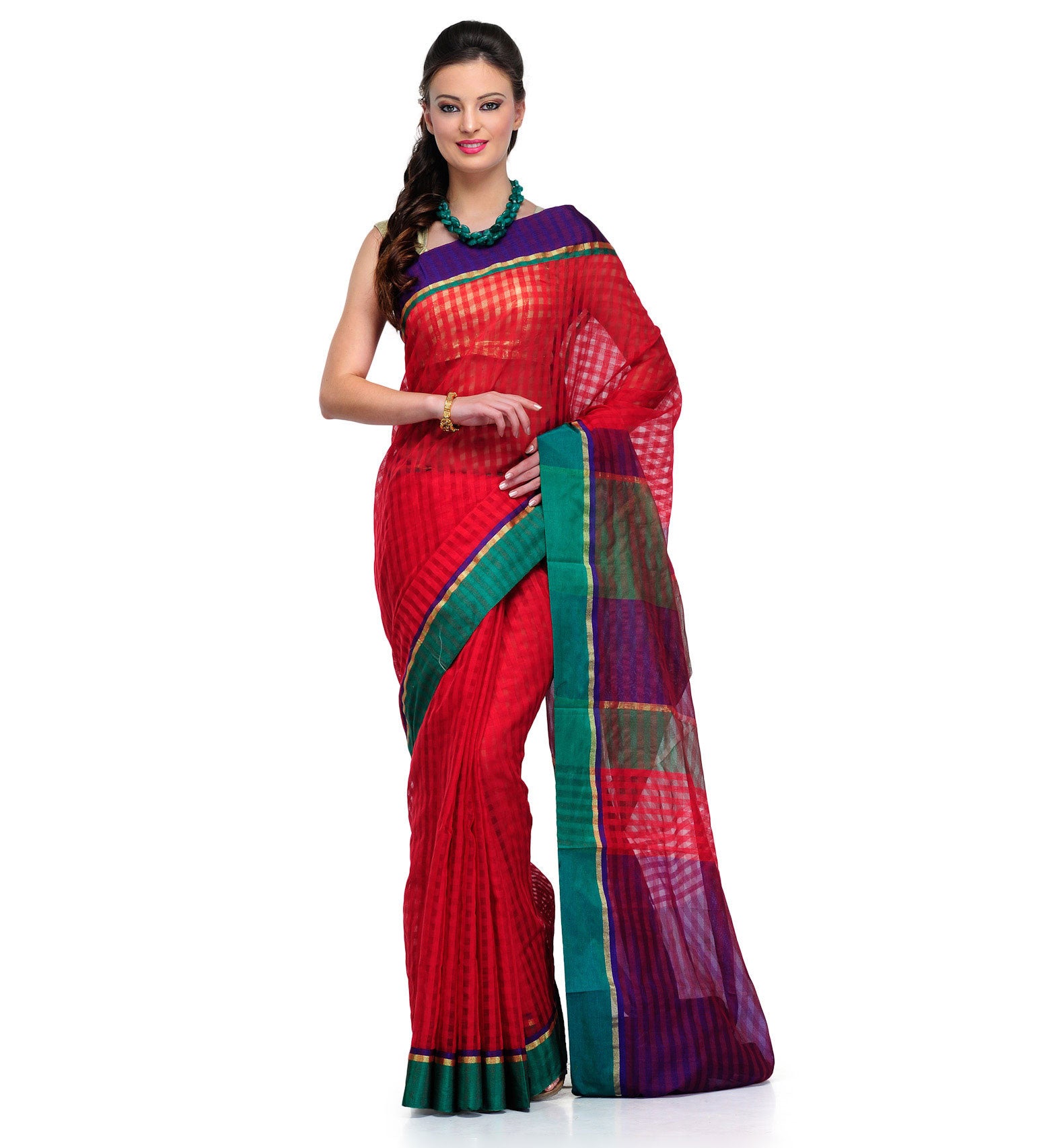 Red Supernet Banarasi Saree