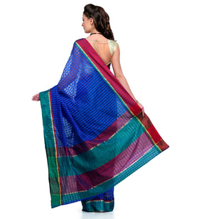 Navy Blue Supernet Banarasi Saree