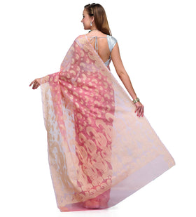 Pink Supernet Banarasi Saree