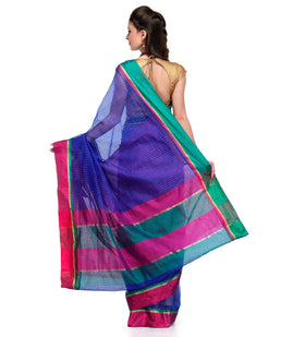 Navy Blue Supernet Banarasi Saree