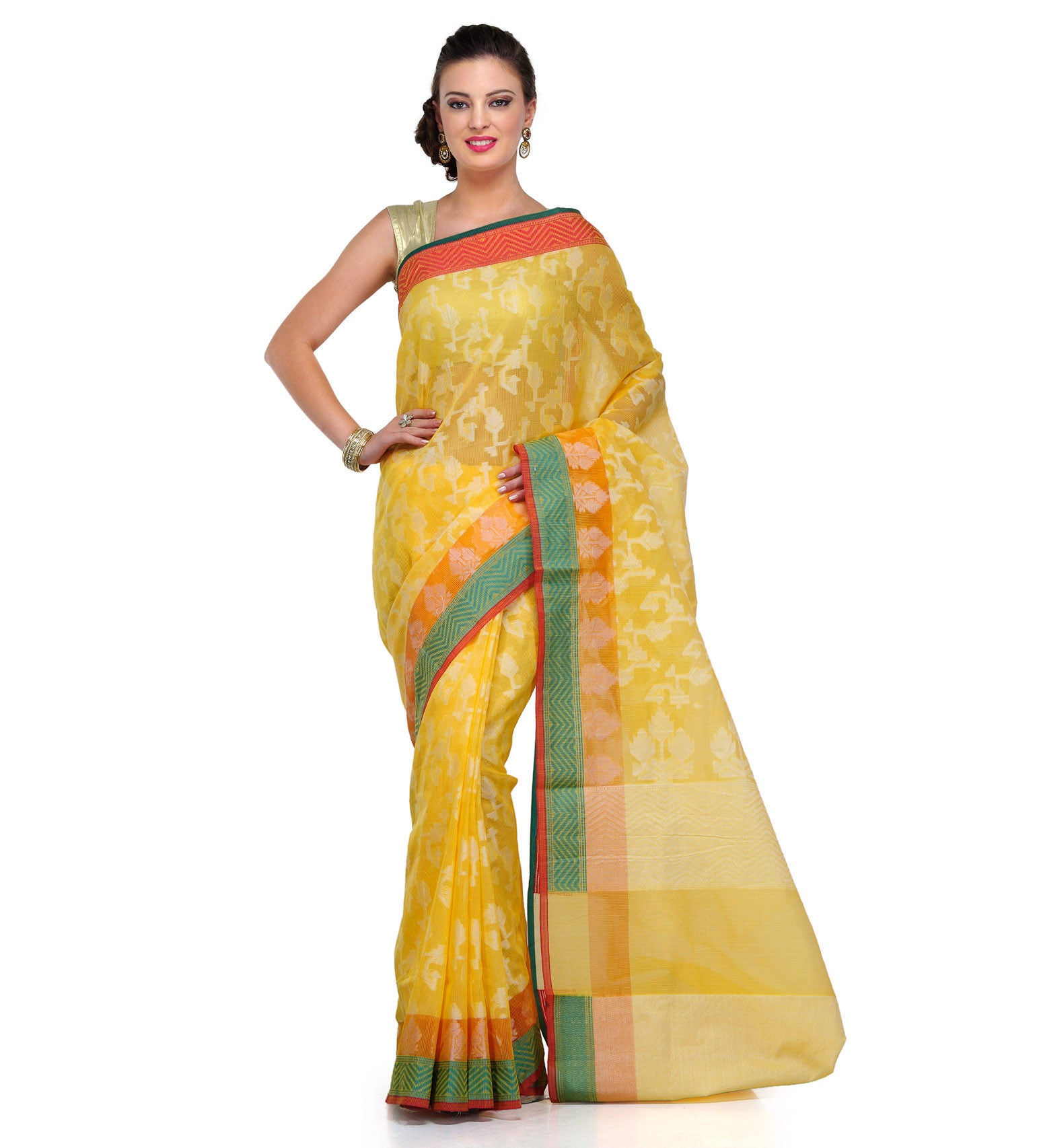 Yellow Kora Banarasi Saree