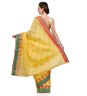 Yellow Kora Banarasi Saree