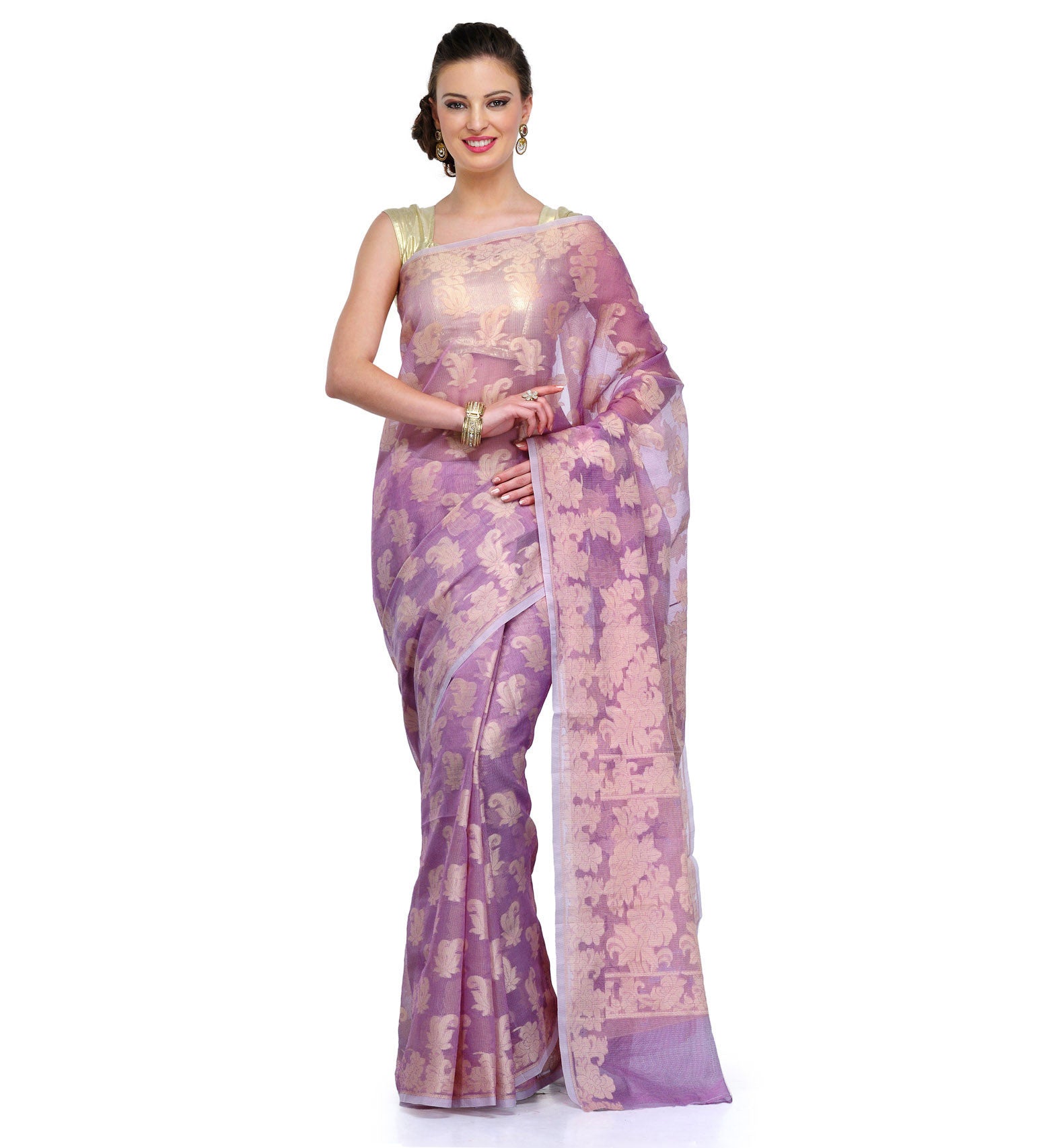 Lilac Supernet Banarasi Saree