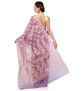 Lilac Supernet Banarasi Saree