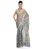 Grey Supernet Banarasi Saree