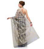 Grey Supernet Banarasi Saree