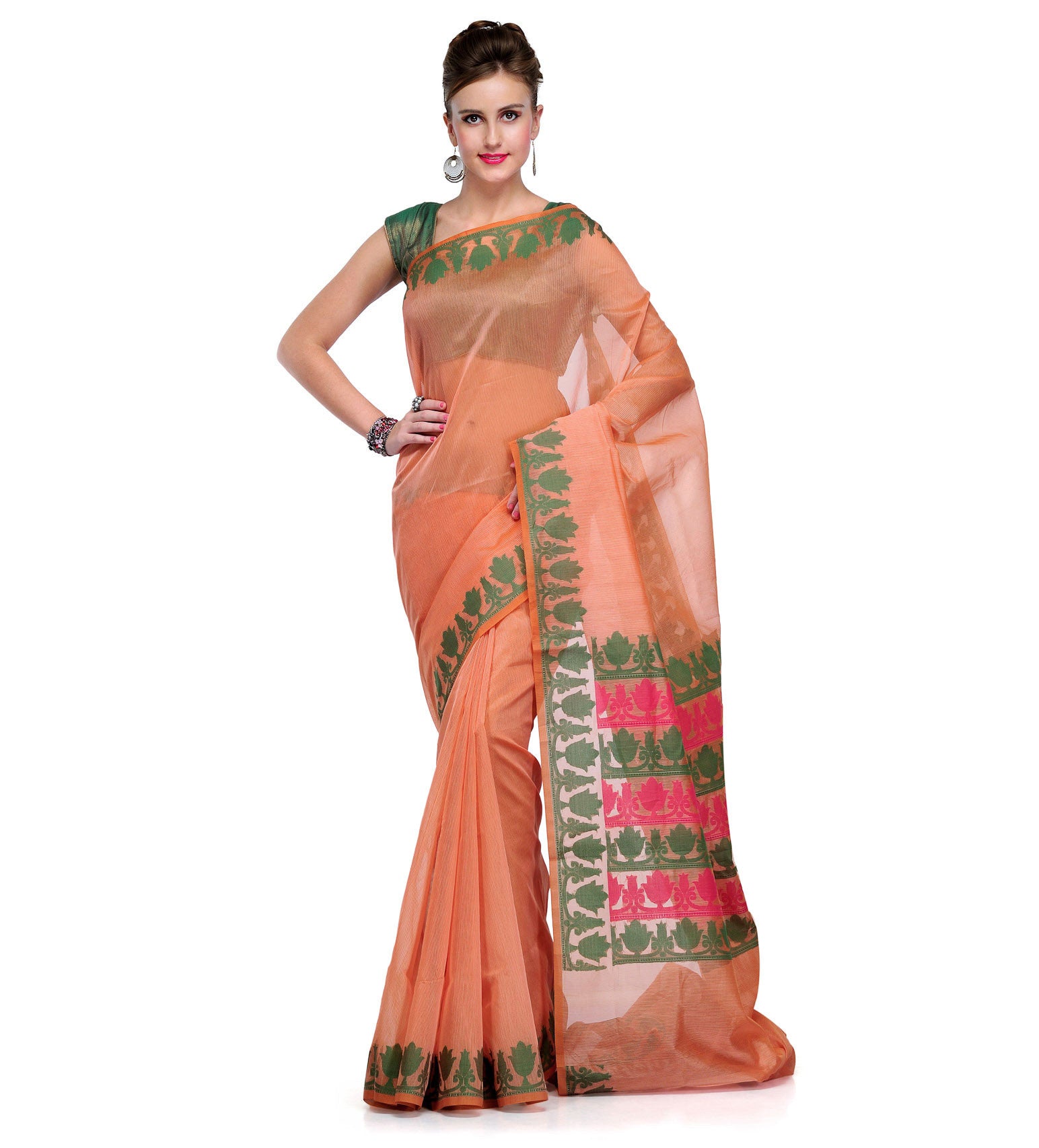 Peach Supernet Banarasi Saree