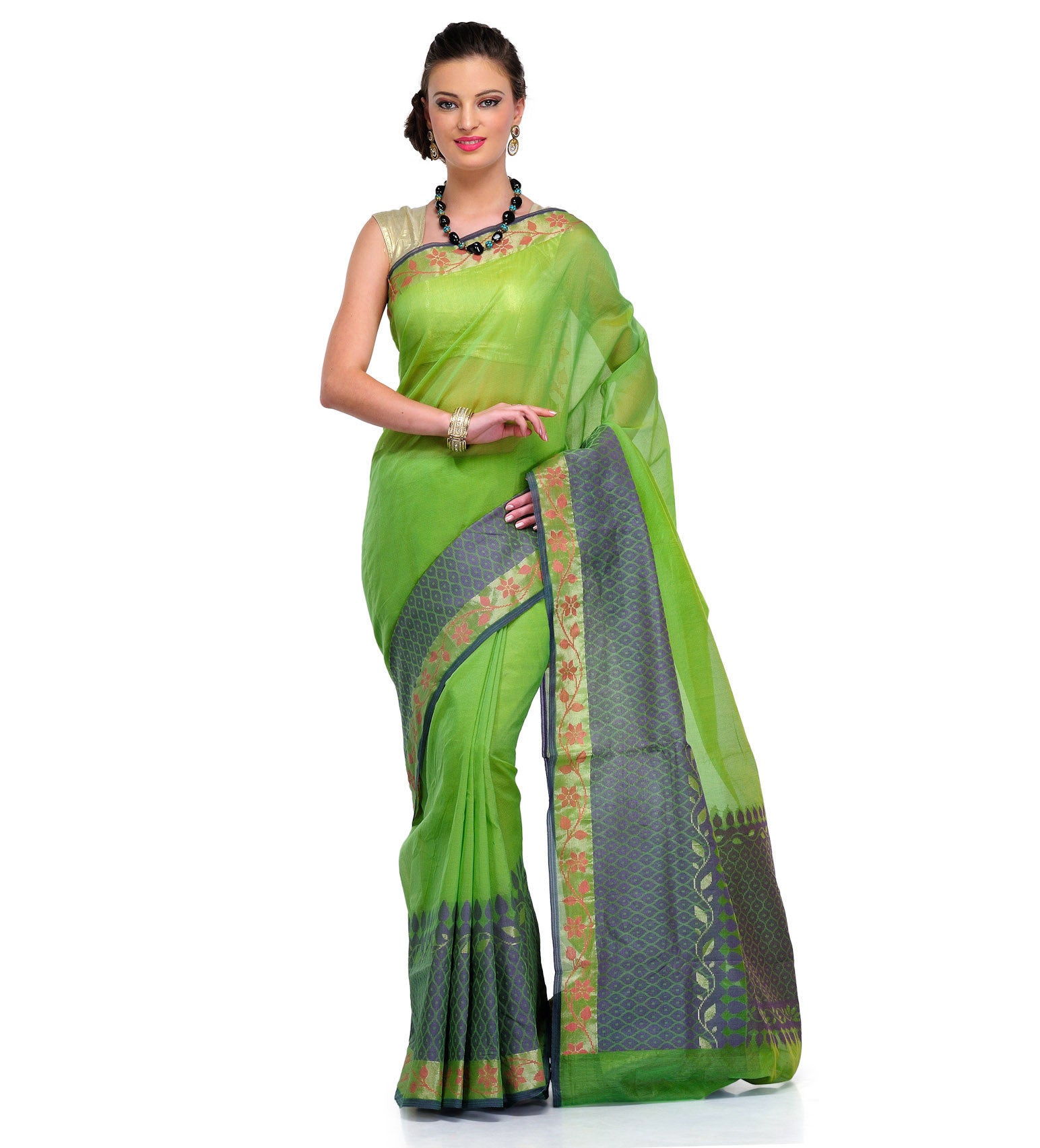 Green Supernet Banarasi Saree