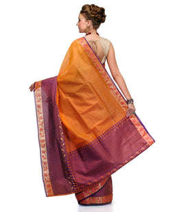 Orange Supernet Banarasi Saree