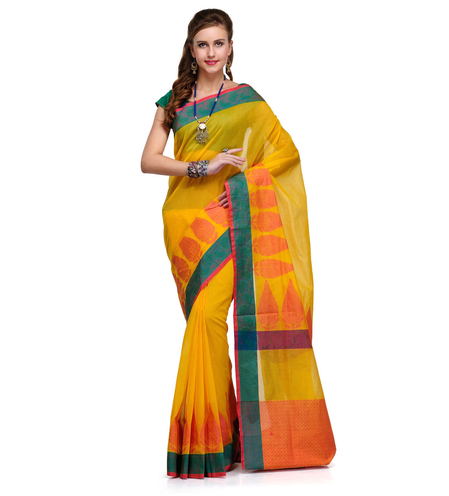 Yellow Supernet Banarasi Saree