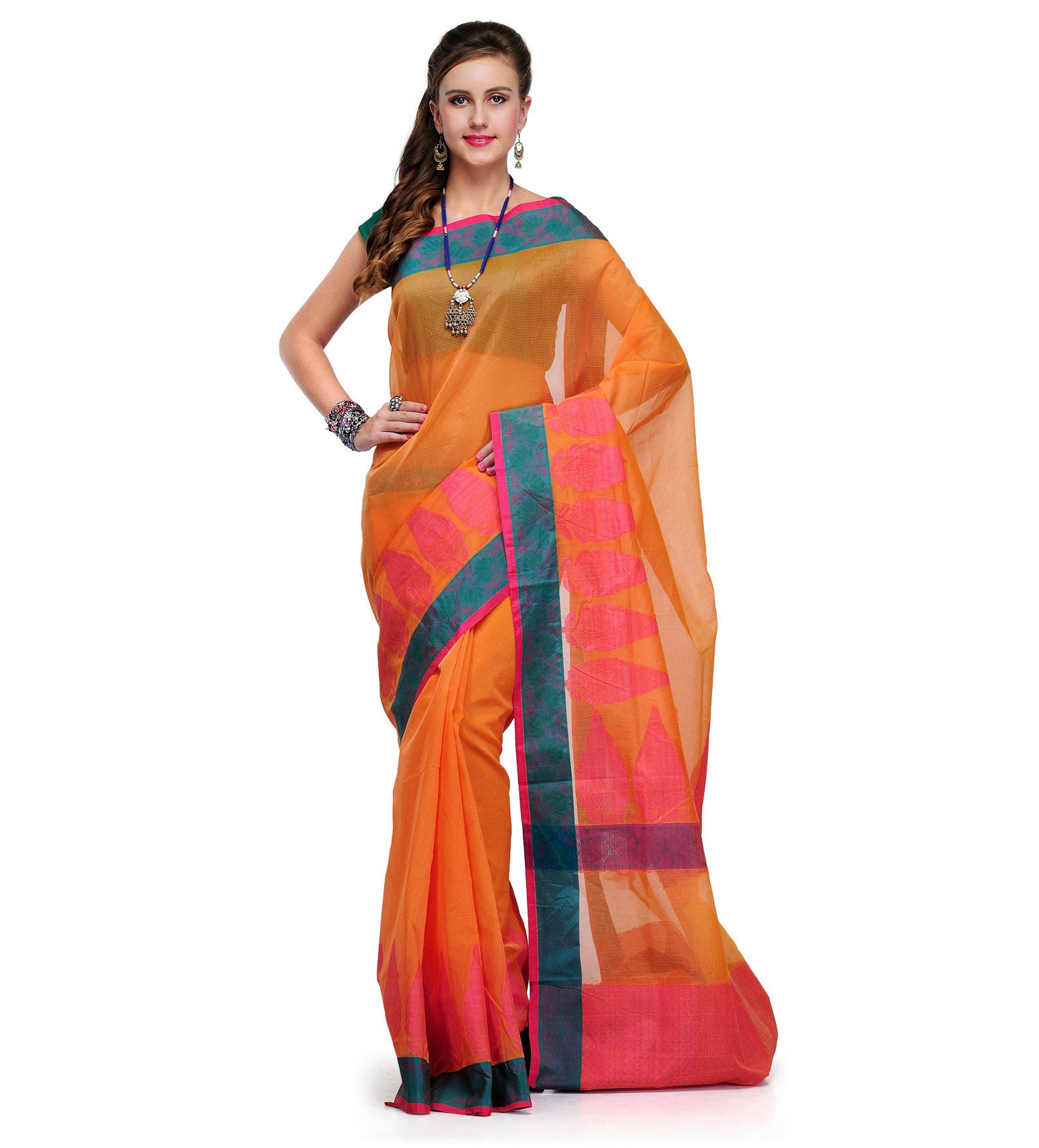 Peach Supernet Banarasi Saree