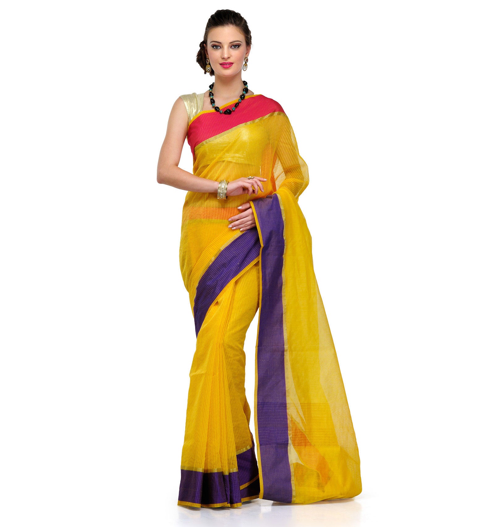 Yellow Supernet Banarasi Saree