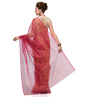 Pink Supernet Banarasi Saree