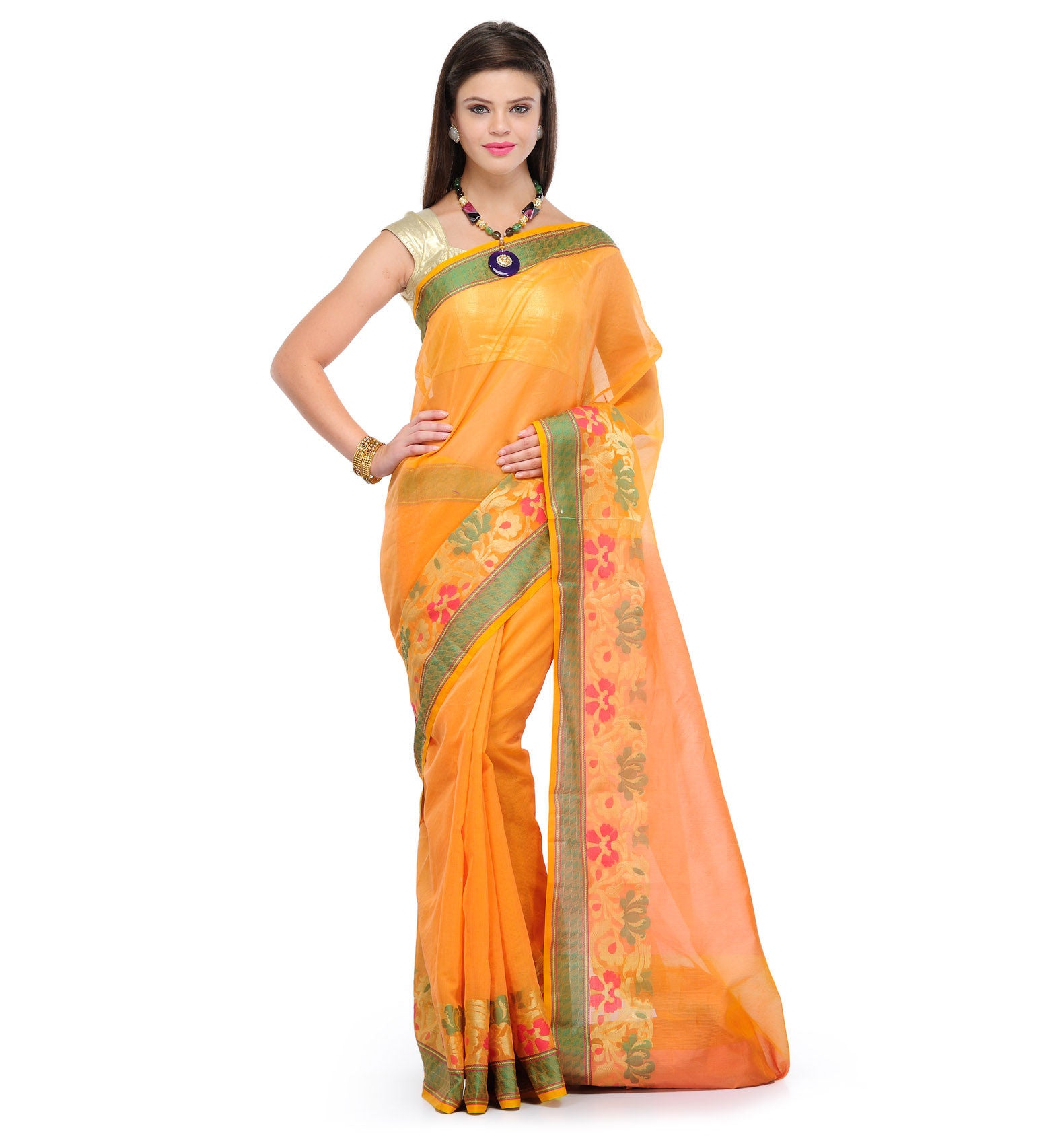 Orange Supernet Banarasi Saree