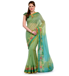 Green Supernet Banarasi Saree