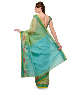 Green Supernet Banarasi Saree