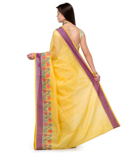 Yellow Supernet Banarasi Saree