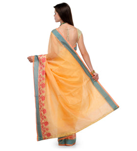 Orange Supernet Banarasi Saree