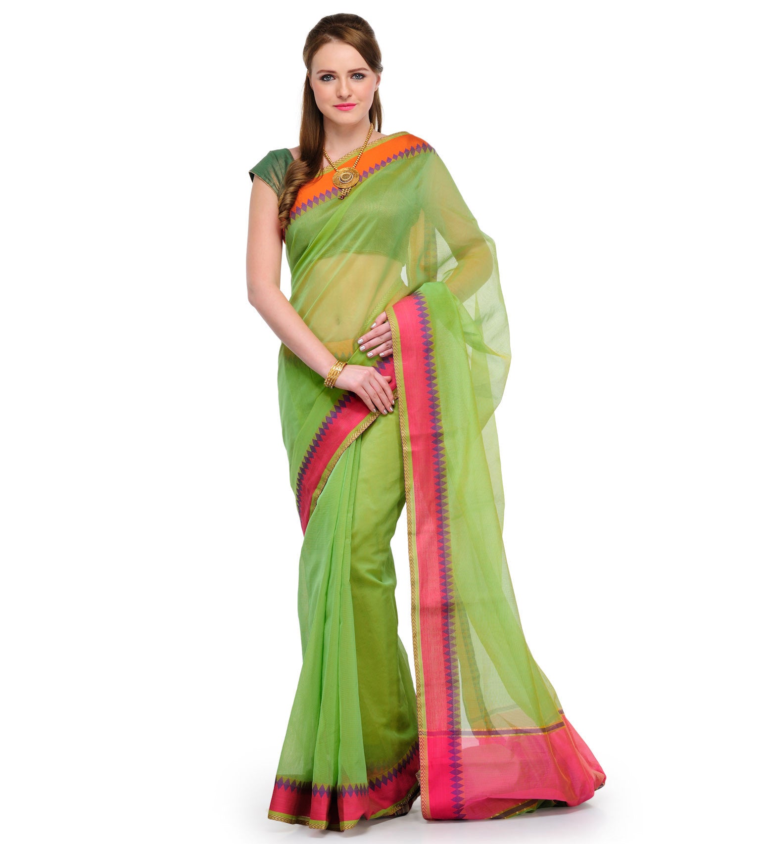 Green Supernet Banarasi Saree