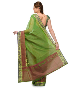 Green Supernet Banarasi Saree