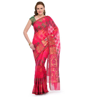 Dark Pink Kota Cotton Banarasi Saree