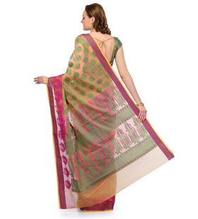 Light Peach Kota Cotton Banarasi Saree