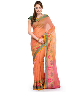 Peach Supernet Banarasi Saree