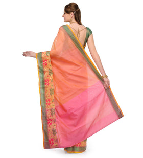 Peach Supernet Banarasi Saree