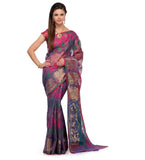 Purple Kota Cotton Banarasi Saree