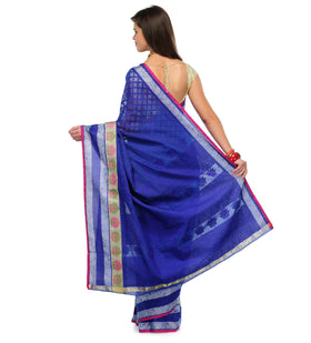 Navy Blue Supernet Banarasi Saree