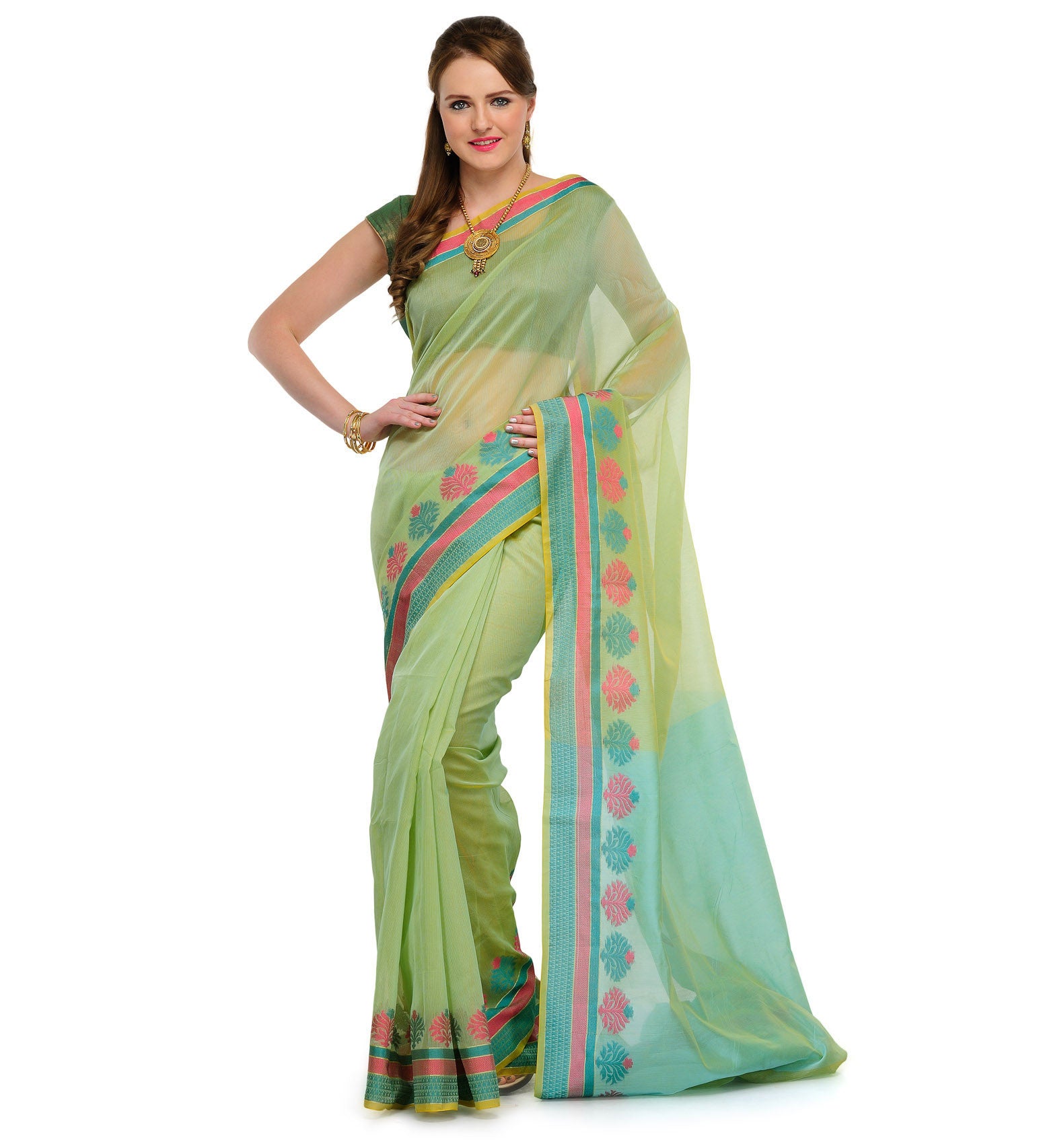 Green Supernet Banarasi Saree