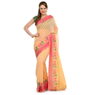 Peach Supernet Banarasi Saree