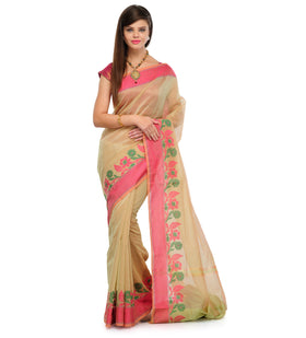 Fawn Supernet Banarasi Saree