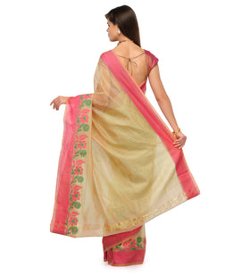 Fawn Supernet Banarasi Saree