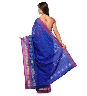 Navy Blue Supernet Banarasi Saree