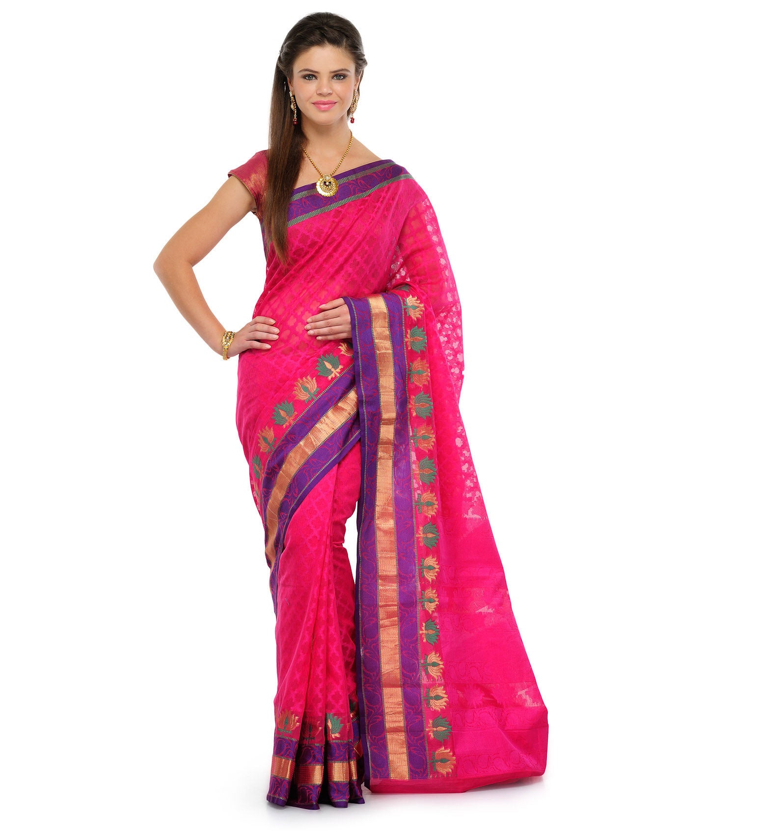 Magenta Supernet Banarasi Saree